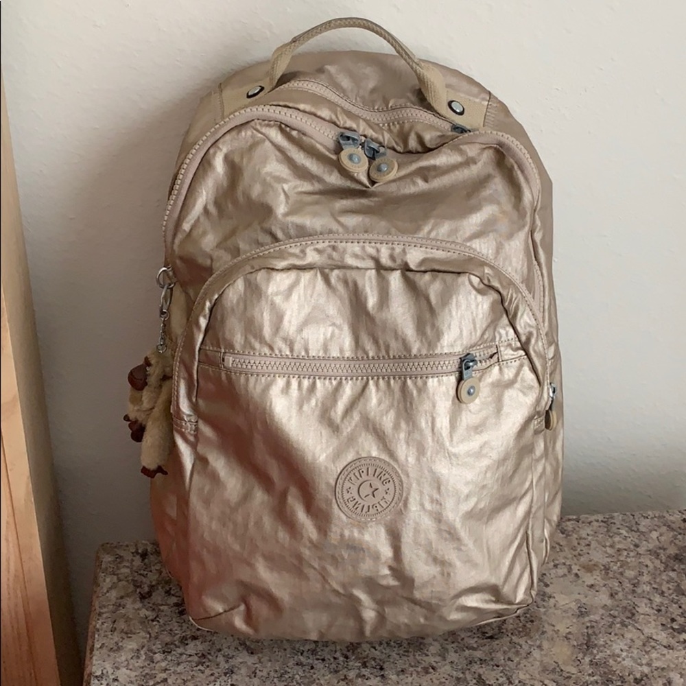 Kipling Metallic Gold Backpack Gem